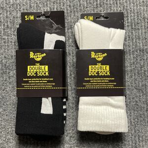 Dr Martens The Double Doc Sock Padded Double Layer Size S/M 3/8 Black White NEW